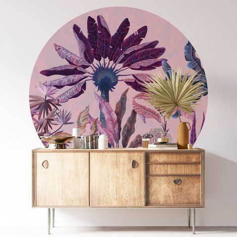 Sticker mural rond / cercle - Forêt Tropicale - Diamètre 30 cm - Adhésif MAT (1/3)
