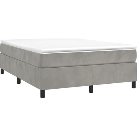 Box Spring Bed with Mattress Light Grey 152x203 cm Queen Velvet vidaXL (1/4)