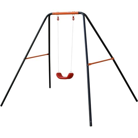 Balançoire Enfant 1 Place pour Jardin et Balcon en Acier Carbone avec Siège Antidérapant 248x185x185cm Montage Simple (1/5)
