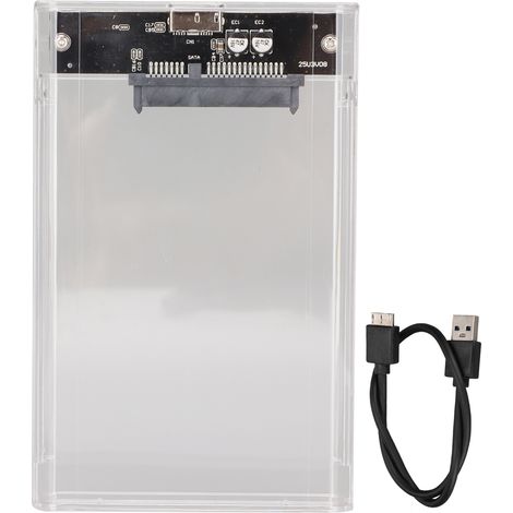 Boîtier pour disque dur externe USB 3.0 SATA, adapté aux HDD/SSD 2,5 pouces 7/9,5 mm, interface SATA, étui transparent pour disque dur. (1/5)
