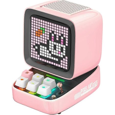 Réveil Bluetooth portable Ditoo-Pro style pixel art rétro, panneau d'affichage LED à monter soi-même, cadeau mignon pour la décoration intérieure rose (1/5)