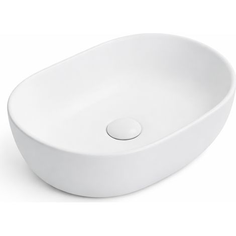 Vasque à poser arrondie -48 x 35 cm -Blanc mat -ALINA (1/4)