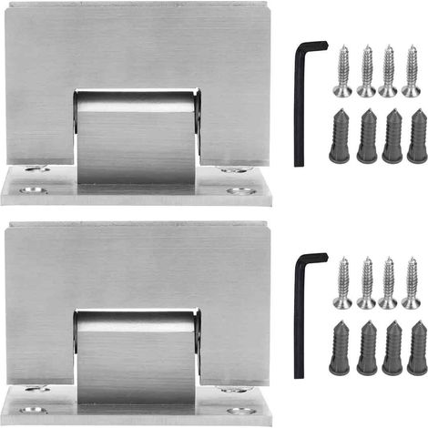 2 Sets of 90 Degree Stainless Steel Glass Door Hinges Shower Door Collar for Home