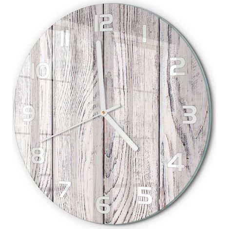 Horloge Murale Ronde Déco Salon Verre Trempé Silencieuse Design Contemporain Mur en bois fi 30 cm (1/5)