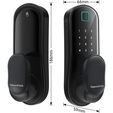Serrure de porte intelligente, poignée d'entrée sans clé avec 2 cartes et clés, application biométrique, fonctionnement à distance, WiFi, pour bureau, maison, chambre à coucher, 30-60 mm (1/5)