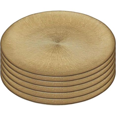 Altobuy – Lot de 6 assiettes en verre doré Ø21cm – Résistantes et durables – Compatibles lave-vaisselle – Pour repas chic et raffinés