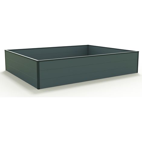 GFP HALFSIZE Huerto urbano de aluminio - Jardinera compacta y resistente enantracita - 195 x 150 x 39 cm