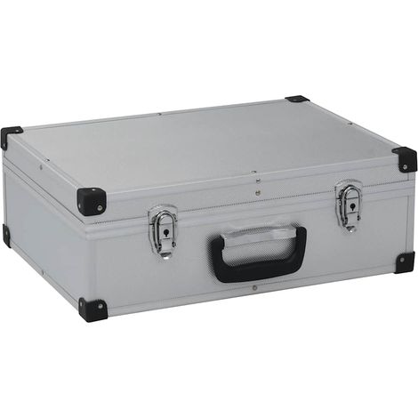 vidaXL Tool Suitcase 46x33x16 cm Silver Aluminium (1/5)