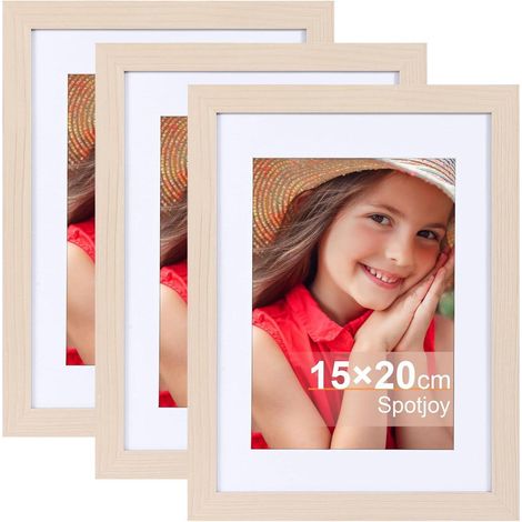 Bilderrahmen 15x20cm Holzoptik 3er-Set mit Passepartout für Wand & Tisch (1/5)