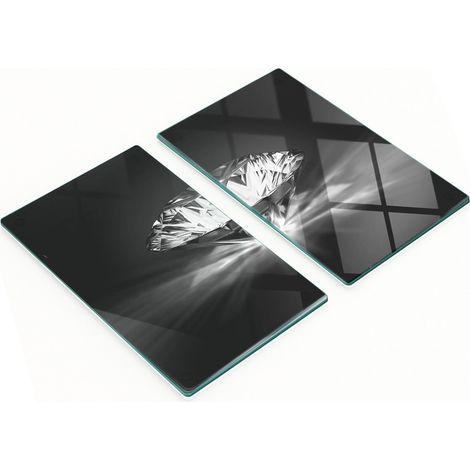 Tablas decorativas de cristal para cortar y servir, color negro diamante, 2x30x52 cm.