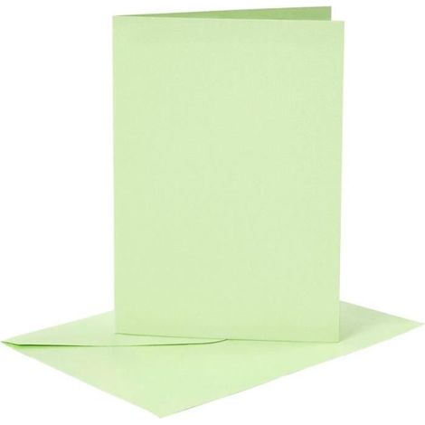 Cartes et enveloppes - Non spécifié - 10,5 x 15 cm - Vert clair - 6 sets - Papier cartonné épais