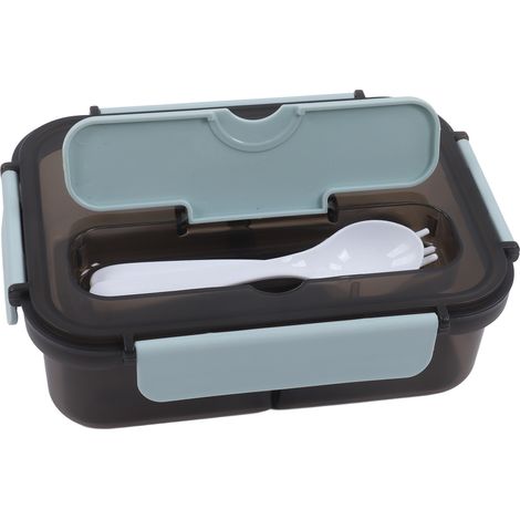 Boîte à bento à 2 compartiments, grande capacité (1100 ml), bleue, idéale pour les étudiants, les travailleurs, la maison, l'école et le bureau. (1/5)