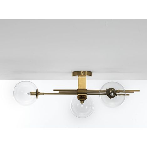 Deckenleuchte aus Messing und Glas, 3-flammig, modernes Design, Talia