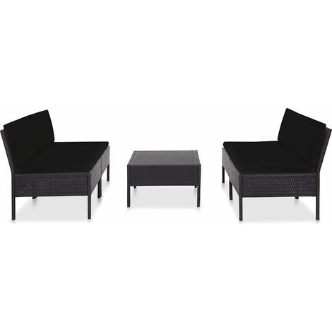 Set Divani da Giardino 5 pz Salotto da Giardino con Cuscini in Polyrattan Nero (1/5)