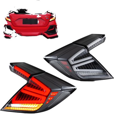 Luces traseras LED, carcasa de ABS, voltaje de funcionamiento de 12 V, compatibles con modelos Civic, brillo de 3400 lúmenes, certificación CE y DOT. (1/5)