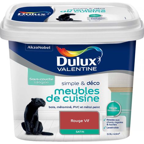 Peinture De Rénovation Simple & Deco Meubles De Cuisine Satin Rouge Vif 0,5 L - Dulux Valentine (1/5)