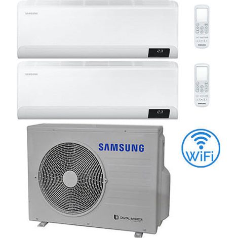 Samsung CEBU R32 Wifi Dual Split Inverter Klimaanlage 9000 + 9000 BTU mit E.U. AJ052TXJ3KG/EU NEU Klasse A+++/A++