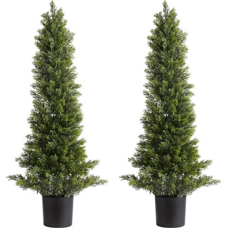 Arbres Topiaires en Cèdre Artificiels, Ensemble de 2 Plantes en Soie Immitation 914mm, Décoration Facile pour Balcon (1/5)