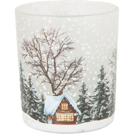TrendLine Deko Windlicht Glas Ø 8,8 x 10 cm bunt