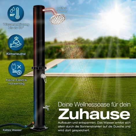 tillvex Doccia solare da giardino 20 litri (Nero) - Custodia protettiva inclusa, con rubinetto e soffione a pioggia, collegamento per tubo da giardino (1/8)
