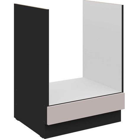 Küchen Herdunterschrank 60 cm Küche ARONA Kaschmir beige matt + Schwarz matt Küchenzeile Küchenblock Küche Einbauküche (1/5)