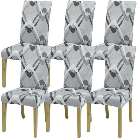 Housses de chaise extensibles motif Rhombus, lot de 4 ou 6, lavables (1/5)
