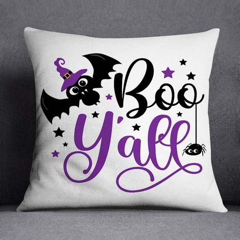 4 Sets bedruckter Halloween-Sofakissen aus Leinen für Wohnzimmer, Zuhause, Sofa, Kissenbezüge, Autokissen (45x45 cm) (1/4)