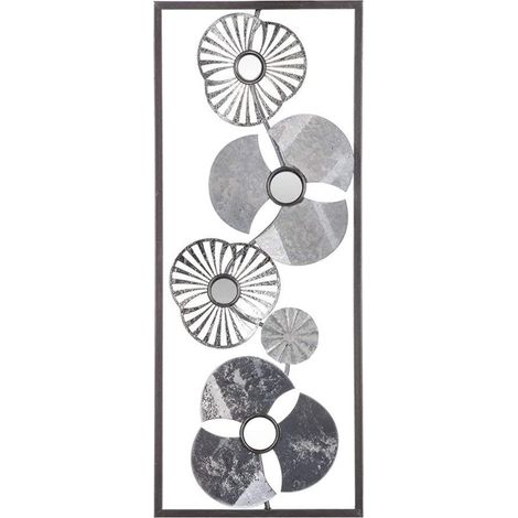 Metallmalerei mit Blumenmotiv, moderne Wanddekoration in Metalltechnik