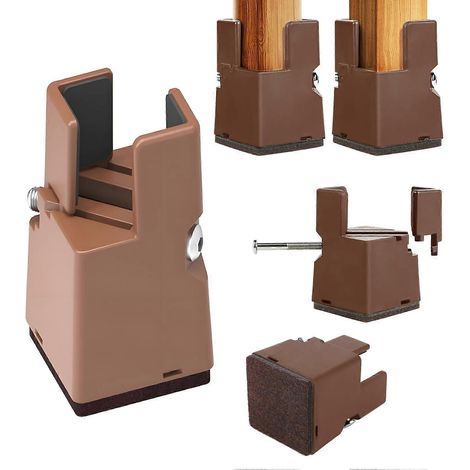 Rehausseur de meubles, 3,9 pouces, support robuste, compatible avec les pieds de table carrés et ronds, marron, convient également aux canapés, tables, chaises et autres rehausseurs de meubles. (1/5)