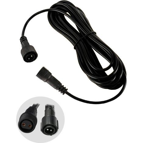 Rallonge Guirlande Extérieure 2Pin 3m Câble, IP65 Étanche Connecteur 2 Broches pour Lumières Féériques, Fil d'Extension pour G40 Icicle Guirlandes de Noël (1/5)