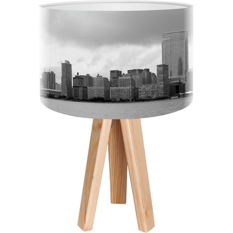 Lampe de chevet city foto-014 - Bois clair, blanc (1/3)