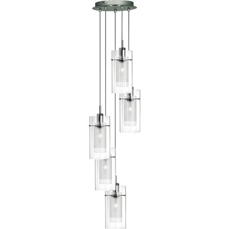 Searchlight Duo 1 - Suspension à 5 ampoules en spirale, chrome, verre, E14 (1/4)