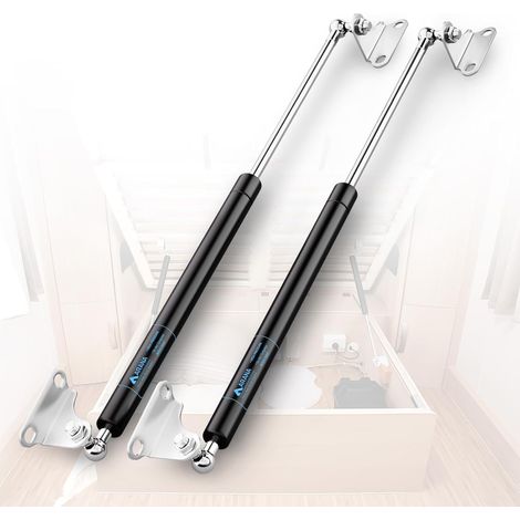 Lot de 2 760MM 890N verin a gaz avec Supports en L pour trappe lourde  76cm 90kg Universel verin hydraulique pour panneau bois, coffre remorque, porte garage projet bricolage (1/5)