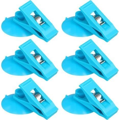 clip a ventosa, clip rotonde per tenda da doccia con clip per evitare schizzi d'acqua, antivento per frigorifero, bagno, camper (blu) (1/4)