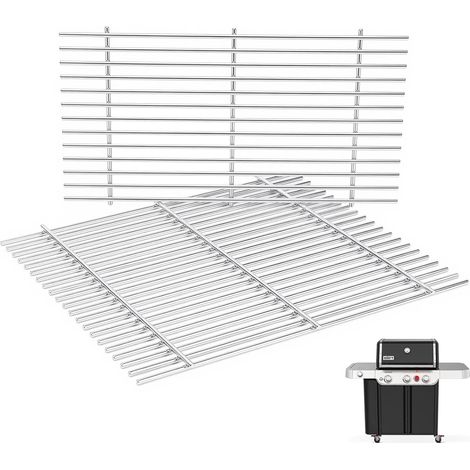 Set mit 2 x 47,9 cm Grillrosten aus Edelstahl 304 für Weber Genesis II 300 & II LX 300 (ab 2017) I/O 310 315 325 330 335 345, 7 mm Edelstahl-Ersatz (1/5)