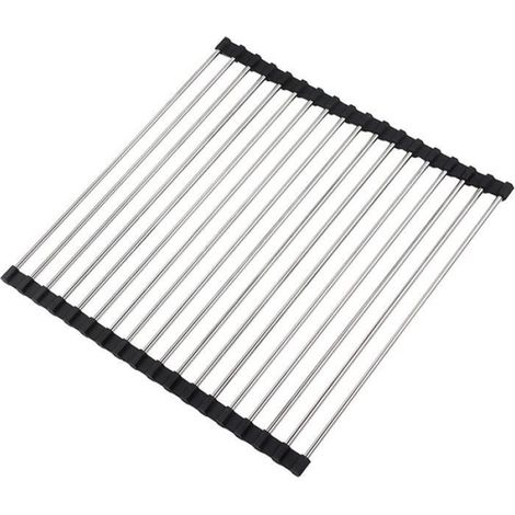 Égouttoir à vaisselle - - Grille inox pliable - Acier inox 430 - Gris - 47 x 35 cm (1/4)