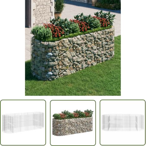 The Living Store Lit surélevé à gabion Fer galvanisé 300x100x100 cm - Jardiniere En Gabion - Lit Surélevé - Bac Acier - Décoration Extérieur - Fleur Pot (1/5)
