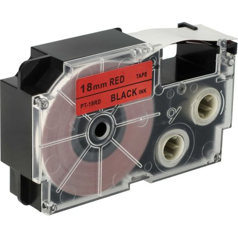 vhbw Label Tape compatible with Casio KL-G2, KL-HD1, KL-P1000, KL-8200, KL-C500 Label Printer 18 mm, Black on Red, pet+ RESIN