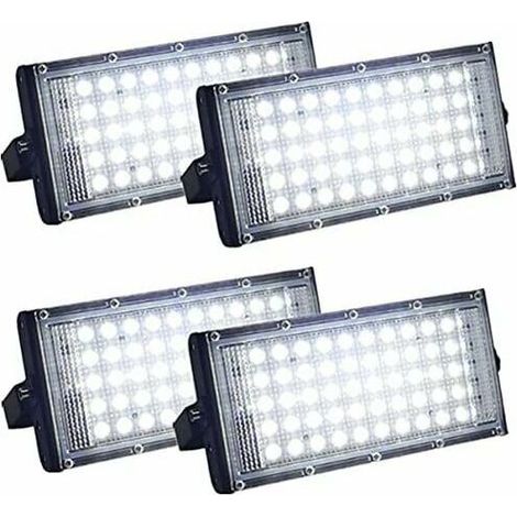 Set mit 4 ultrahellen, wasserdichten IP66-LED-Flutlichtstrahlern für den Außenbereich, geeignet für Hof, Garage, Sportplatz (50 W) (1/5)