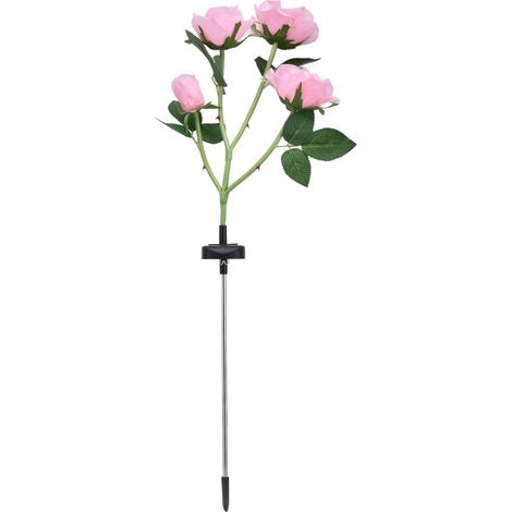 Solar-Rosenleuchte mit 4 Köpfen, IP65 wasserdicht, dekorative LED-Blumenlandschaftsleuchte für Garten und Hof (rosa LED-Lichtfarbe) (1/5)