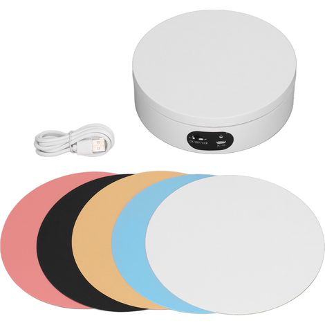 Plateau tournant rotatif blanc résine époxy motorisé silencieux automatique pour tumbler et tasse (1/5)