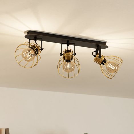 [NEUWERTIG] B-Ware EGLO Deckenlampe 3-flammig Sambatello LED Lampe dimmbar schwarz/gold 70x15cm (1/2)