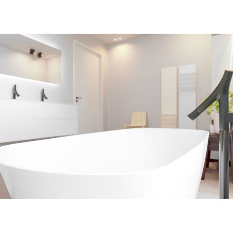 RIHO Bilo freistehende Badewanne, SOLIDSurface, 165x77x55cm, 223 (1/3)