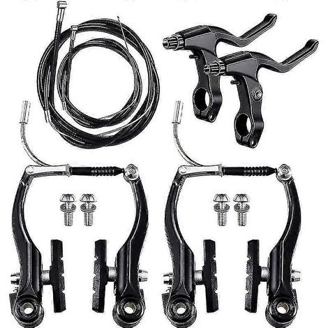 Convient aux kits de freins de vélo complets, câbles de freins hybrides avant et arrière noirs pour VTT, y compris les câbles intérieurs et extérieurs et les leviers de frein (LGL). (1/4)