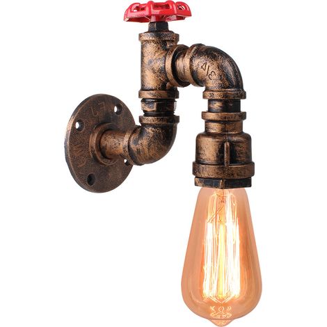 Applique Murale Vintage Industriel Lampe Murale Métal Luminaire Murale Steampunk Conduites D'eau Rouille Ø5CM - 1Pcs