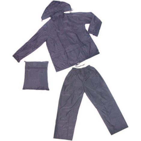 IMPERMEABILE GIACCA/PANTALONE IN NYLON BLU - tg. M