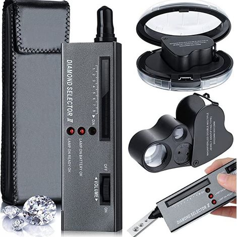 Testeur de diamant portable avec 2 loupes LED 30x 60x, outil d’aide pour l’évaluation des pierres et bijoux, mini format pliable (1/5)