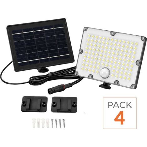 Pack de 4 - Projecteur Led Solaire Extérieur 9W IP65 3-CCT Détec (1/5)