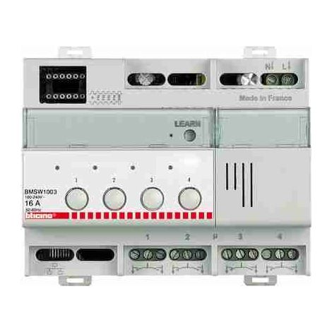 Actuador BTIBMSW1003 ON/OFF BUS-SCS, tecnología “Cruce por cero” 4 salidas.