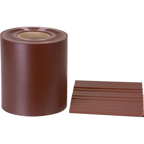 Zaunblende Strend Pro EUROSTANDARD, 190 mm, L-35 m, schattenspendend, mahagonibraun, abdeckend, für Zaunpaneele, mit 20 Clips, 630 g/m2, PVC, RAL8016